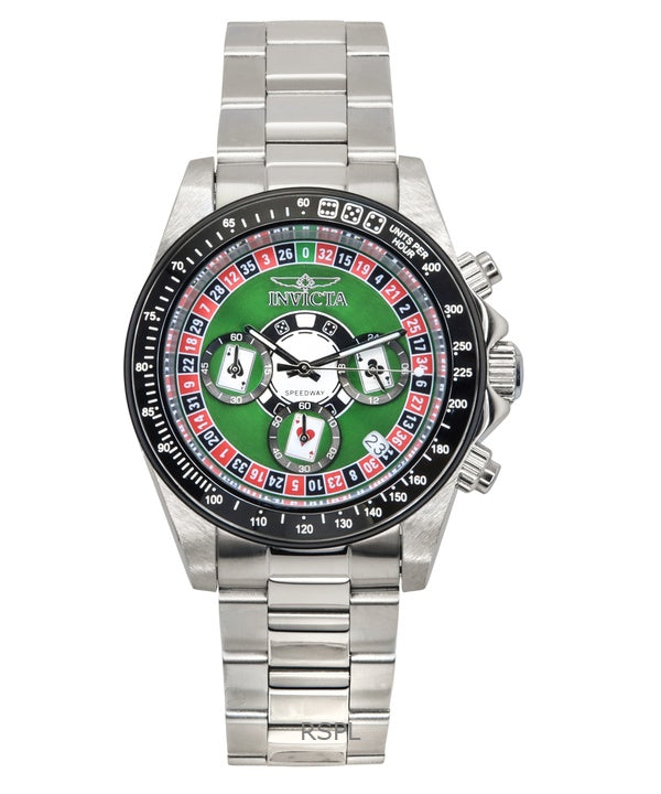 Invicta Speedway Roulette Casino Chronograph GMT Green Dial Quartz 44642 200M herrklocka