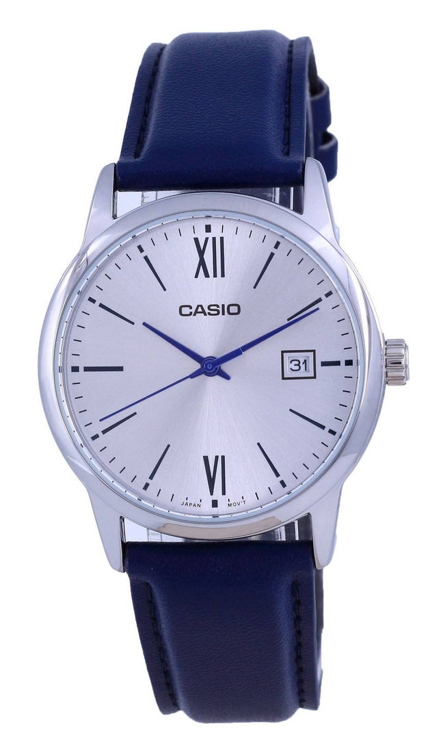 Casio Silver Dial Rostfritt stÃ¥l Analog kvarts MTP-V002L-2B3 MTPV002L-2 Herrklocka