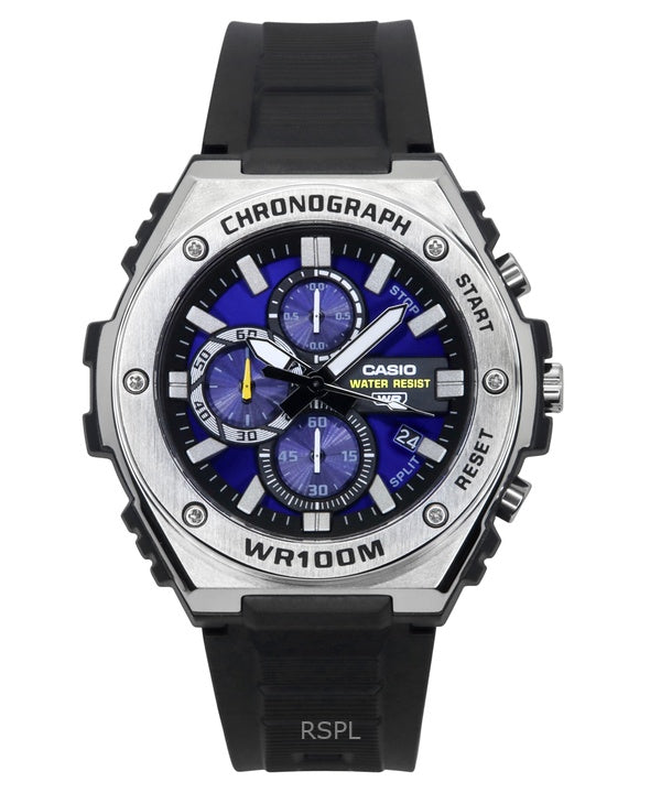 Casio Standard Analog Chronograph Resin Armband Blue Dial Quartz MWA-300H-2AV 100M herrklocka