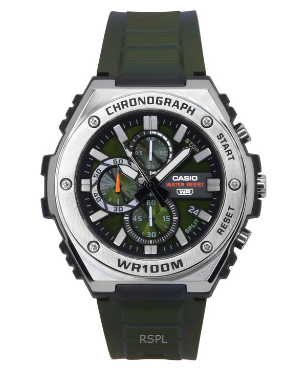 Casio Standard Analog Chronograph Resin Armband Grön Urtavla Quartz MWA-300H-3AV 100M Herrklocka