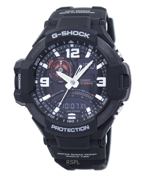 Renoverad Casio G-Shock Analog Digital Resin Armband Black Dial Quartz GA-1000-1A 200M herrklocka