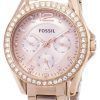 Fossila Riley multifunktions Crystal Rose Gold ES2811 kvinnors klocka