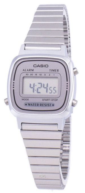 Casio Digital rostfritt stål larm Timer LA670WA-7DF LA670WA-7 kvinnors klocka