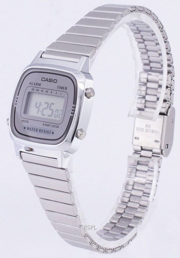 Casio Digital rostfritt stål larm Timer LA670WA-7DF LA670WA-7 kvinnors klocka