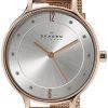 Skagen Anita Silver Dial Crystal Rose guld-ton Mesh armband SKW2151 kvinnors klocka