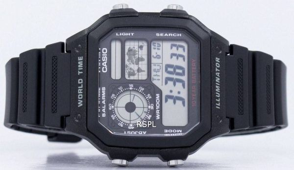 Casio ungdom Illuminator världen tid larm AE-1200WH-1AV AE1200WH-1AV mäns klocka