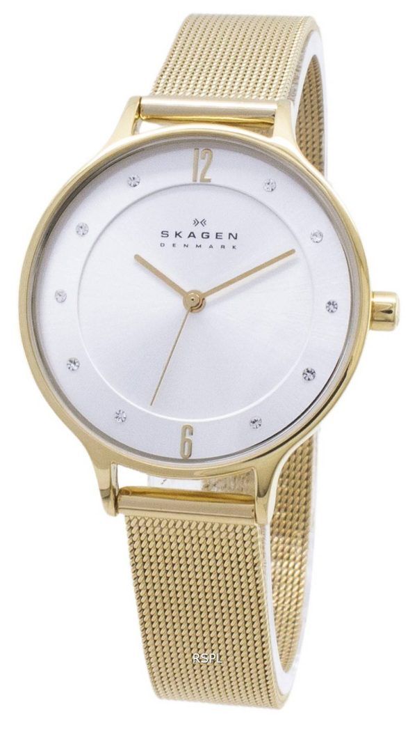 Skagen Anita Gold Tone Mesh armband kristalliserade SKW2150 kvinnors klocka