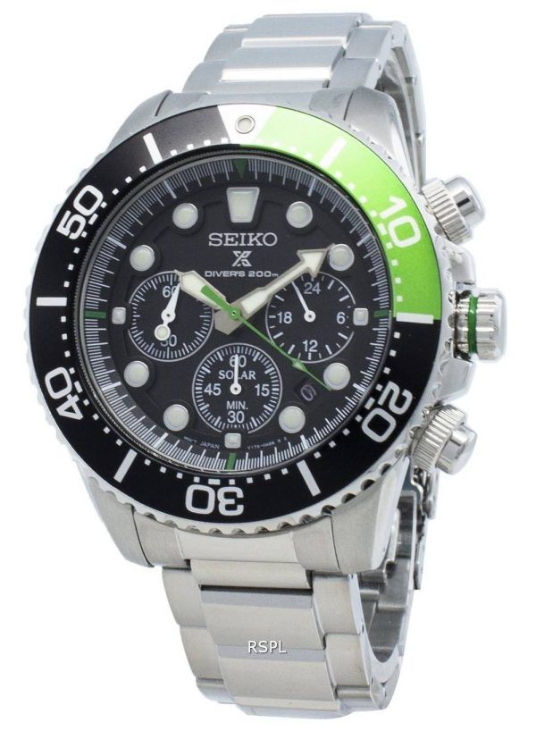 Renoverad Seiko Prospex SSC615 SSC615P1 SSC615P Solar Chronograph Diver&#39,s 200M herrklocka