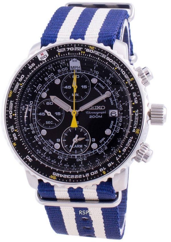 Seiko Pilot&#39,s Flight SNA411P1-VAR-NATO2 Quartz Chronograph 200M herrklocka