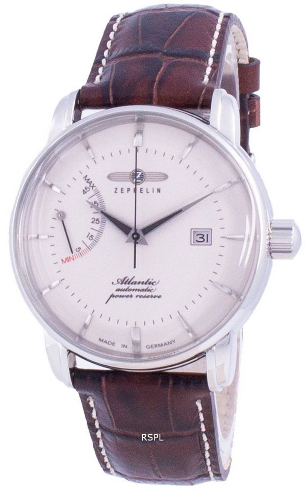 Zeppelin Atlantik White Dial Leather Strap Automatic 8462-5 84625 Men's Watch