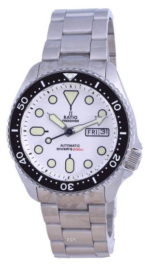 Ratio FreeDiver White Dial Rostfritt stÃ¥l Automatisk RTA109 200M Herrklocka