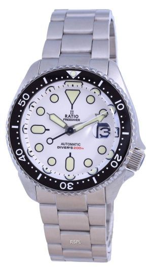 Ratio FreeDiver White Dial Rostfritt stÃ¥l Automatisk RTB209 200M Herrklocka