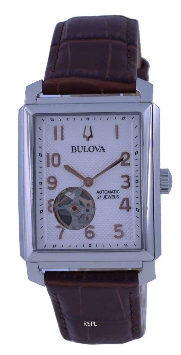 Bulova Sutton White Dial Läderrem Automatisk 96A268 Herrklocka