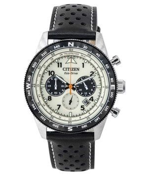 Citizen Eco-Drive Chronograph Läderrem Ivory Dial CA4559-13A 100M herrklocka