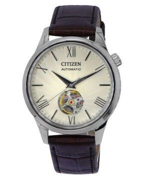 Citizen Calf Läderarmband Öppet hjärta Ivory Urtavla Automatisk NH9130-17A herrklocka