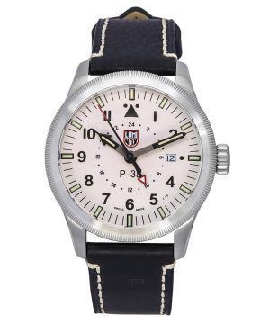 Luminox Air Pilot P-38 Lightning GMT Svart läderband Vit Urtavla Quartz XA.9527 100M herrklocka