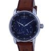 Zeppelin New Captain's Line Blue Dial Läderrem Automatisk 8662-3 86623 Herrklocka