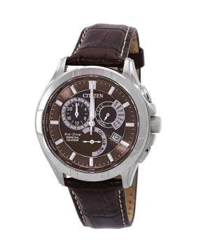 Citizen Eco-Drive Perpetual GMT Läderrem Brun Urtavla BL8160-07X 100M Herrklocka