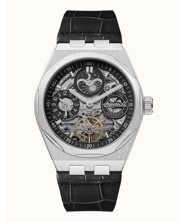 Ingersoll The Broadway Dual Time Black Skeleton Dial Automatic I12903 Herrklocka