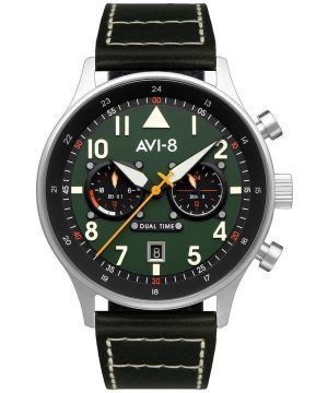 AVI-8 Hawker Hurricane Carey Dual Time Merville Green Dial Quartz AV-4088-02 herrklocka