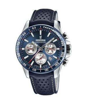 Festina Timeless Chronograph Läderrem Blue Dial Quartz F20561-2 100M herrklocka