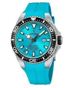 Festina Diver gummiband turkos urtavla Quartz F20664-5 200M herrklocka