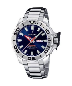 Festina Diver rostfritt stål Blue Dial Quartz F20665-1 200M herrklocka