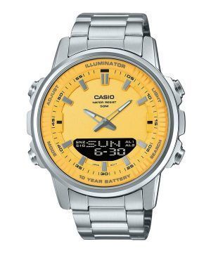 Casio analog digital kombination rostfritt stål Gul urtavla Quartz AMW-880D-9AV herrklocka