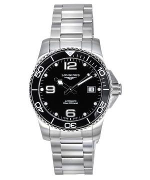 Longines HydroConquest rostfritt stål svart urtavla Automatisk dykare L3.741.4.56.6 300M herrklocka