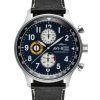 AVI-8 Hawker Hurricane Classic Chronograph Midnight Black Läderrem Blue Dial Quartz AV-4011-0I Herrklocka