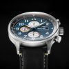 AVI-8 Hawker Hurricane Classic Chronograph Midnight Black Läderrem Blue Dial Quartz AV-4011-0I Herrklocka