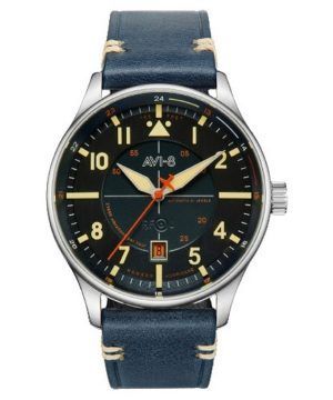 AVI-8 Hawker Hurricane Kent Automatisk Sussex Läderrem Blue Dial Automatisk AV-4094-02 Herrklocka