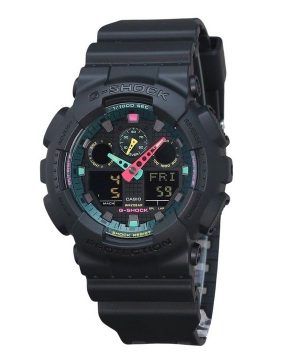 Casio G-Shock Analog Digital Multi Fluorescent Accents Series Resin Armband Black Dial Quartz GA-100MF-1A 200M herrklocka