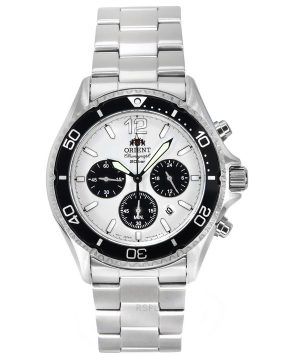 Orient Sports Panda Chronograph Rostfritt stål White Dial Solar Diver&#39,s RA-TX0203S10B 200M herrklocka