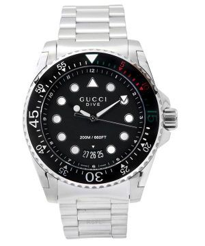 Gucci Dive XL rostfritt stål Black Dial Quartz Diver's YA136208A 200M herrklocka