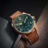 AVI-8 Spitfire Lock Chronograph Läderrem Brons Grön Urtavla Quartz AV-4089-02 Herrklocka