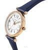 Fossil Carlie Crystal Accenter Silver Urtavla Navy LiteHide Läder Quartz ES5295 Damklocka