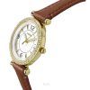 Fossil Carlie Brown Läderrem Kristall Accenter Silver Urtavla Quartz ES5297 Damklocka