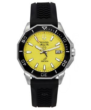 Bulova Marine Star Svart Silikonrem Gul Urtavla Precisionist Quartz Diver's 200M 96B431 Herrklocka