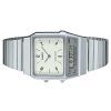 Casio Vintage Analog Digital Dual Time Armband av rostfritt stål Vit Urtavla Quartz AQ-800E-7A2 unisexklocka