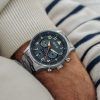 AVI-8 Hawker Hurricane Carey Dual Time Gutersloh rostfritt stål Blue Dial AV-4088-22 herrklocka