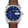 Fossil Machine Brown Läderrem Blue Dial Quartz FS5920 Herrklocka