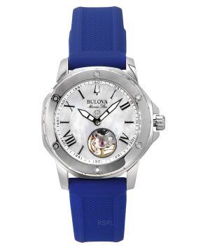 Bulova Marine Star Silikonrem Pärlemorskiva Automatisk 96L324 100M Damklocka