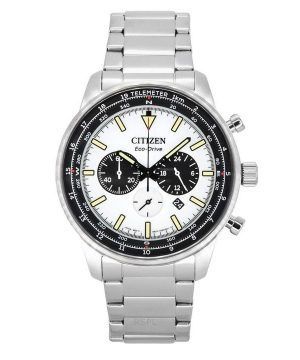 Citizen Eco-Drive kronograf rostfritt stål vit urtavla CA4500-91A 100M herrklocka