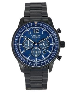 Citizen Eco-Drive Chronograph Black Ion Rostfritt stål Blue Dial CA4505-80L 100M herrklocka