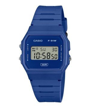 Casio POP Digital Blue Bio Based Resin Strap Quartz F-91WB-2A1 unisexklocka