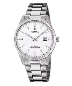 Festina Classic Rostfritt stål Vit Urtavla Quartz F20511-2 Herrklocka