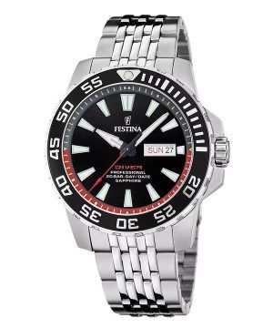 Festina The Originals Stainless Steel Black Dial Quartz Diver&#39,s F20661-3 200M herrklocka