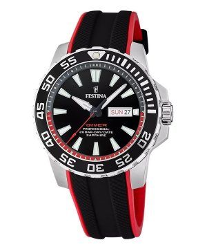 Festina The Originals gummiband Black Dial Quartz Diver&#39,s F20662-3 200M herrklocka