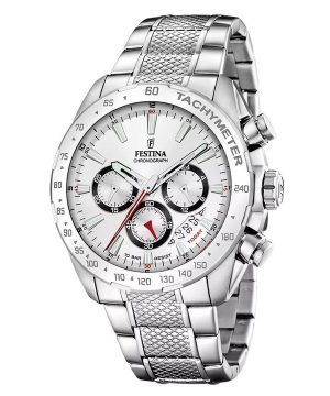 Festina Timeless Chronograph Rostfritt stål Vit Urtavla Quartz F20668-1 100M herrklocka